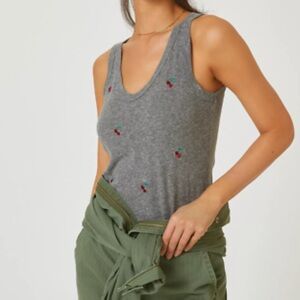 Anthropologie T.La Gray Knit Cherry Tank Top